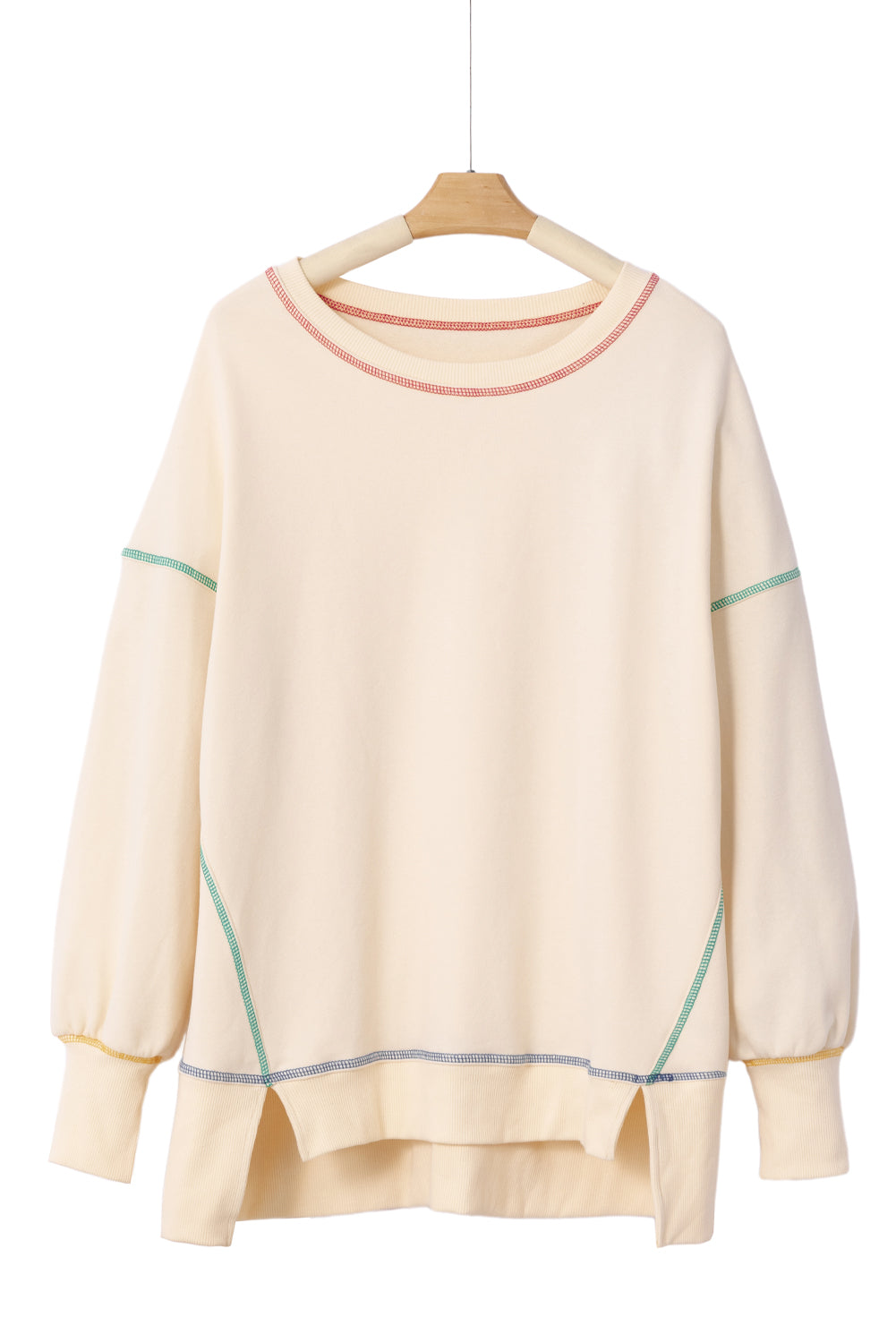 Vrečasti pulover s kontrastnimi šivi