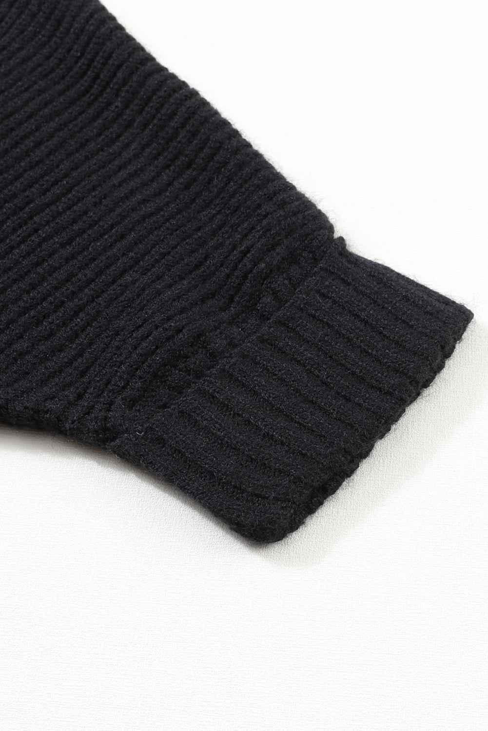 Schwarzer, übergroßer Pullover-Cardigan mit Umschlagärmeln