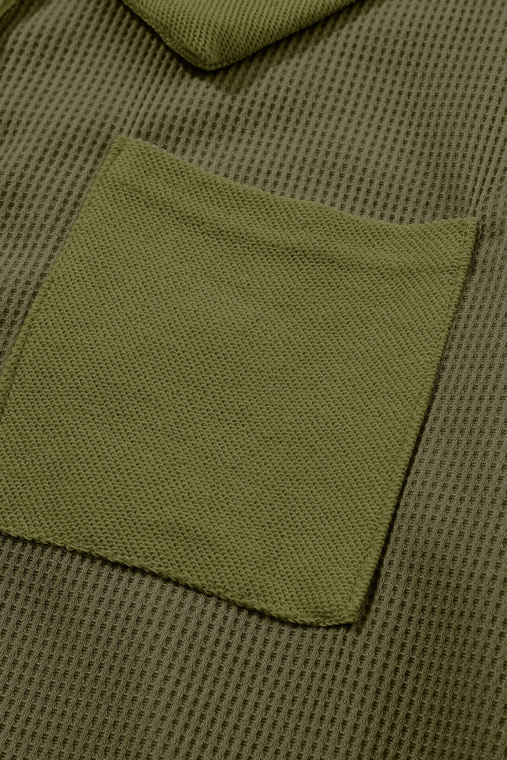 Haut boutonné à manches longues en tricot gaufré vert