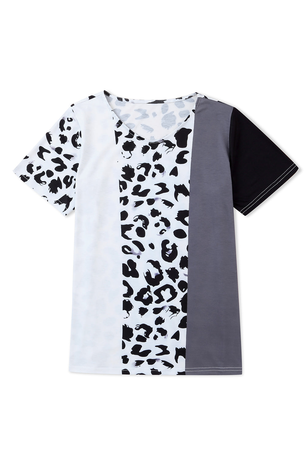 Leopard Color Block Short Sleeve Top