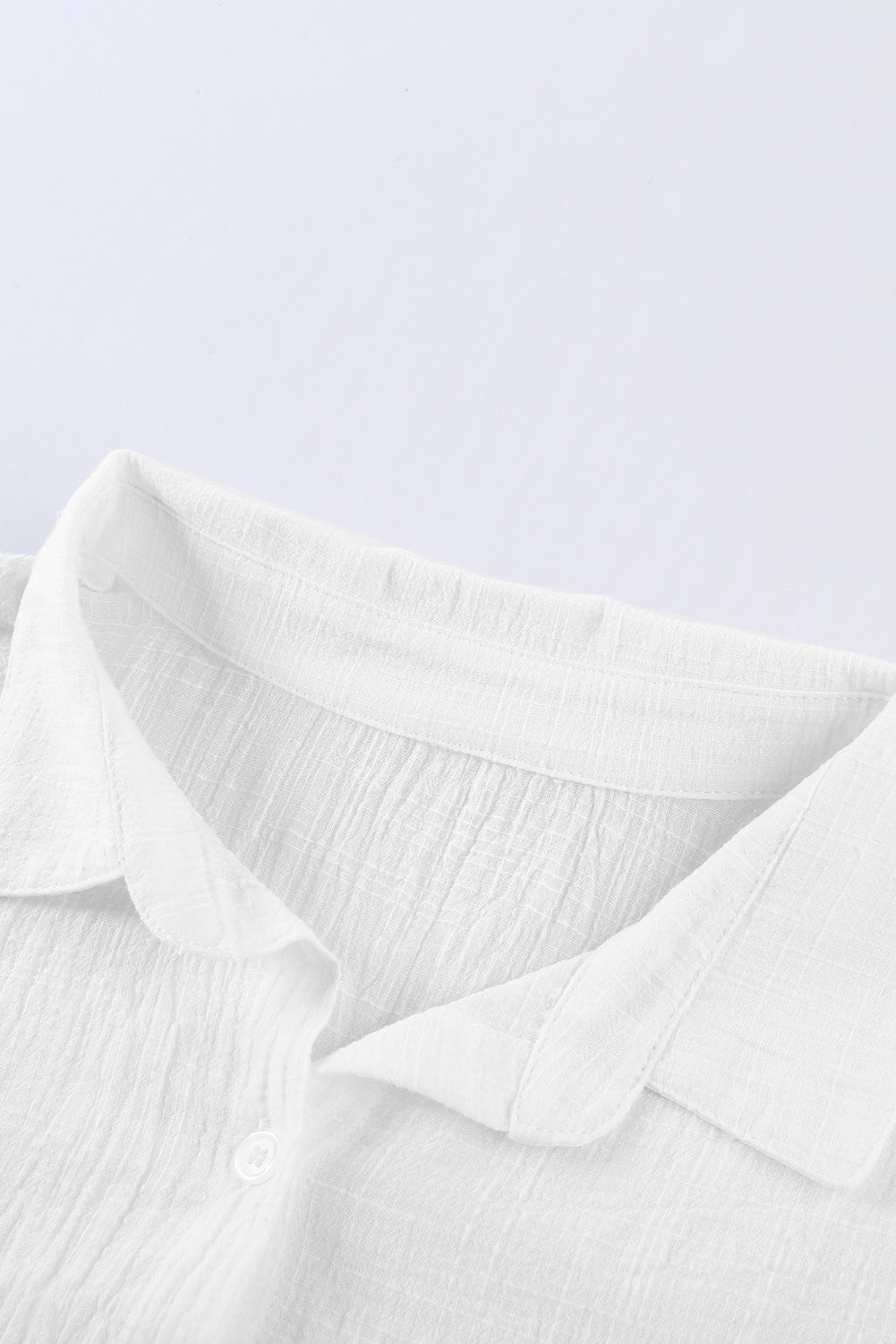 White Textured Solid Color Basic Shirt