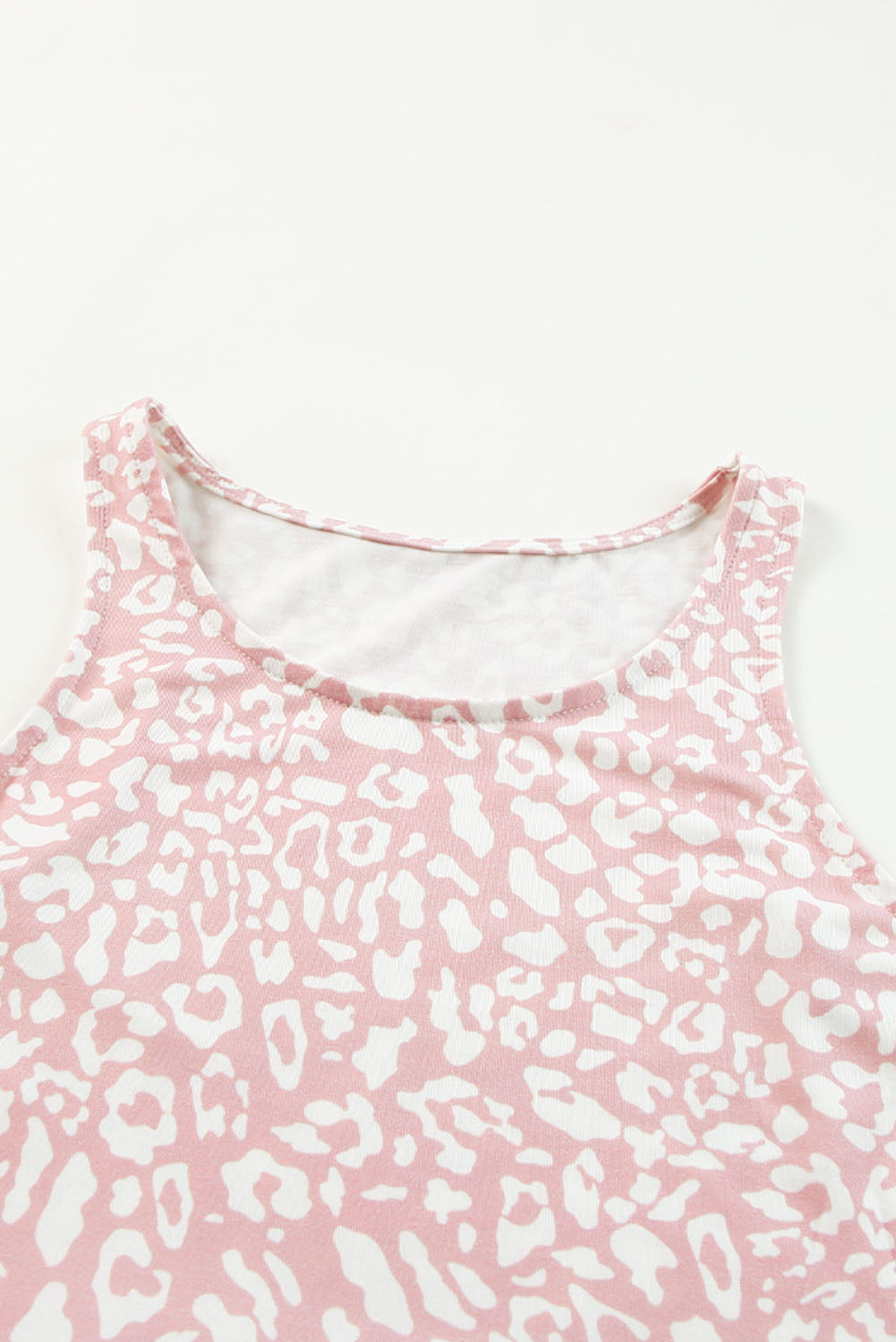Ružičasta maksi haljina bez rukava s leopard printom i džepovima