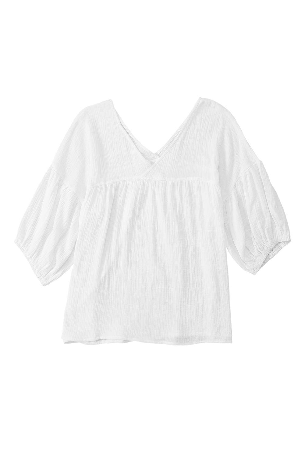 Bijela Babydoll bluza s V izrezom i narukvicom