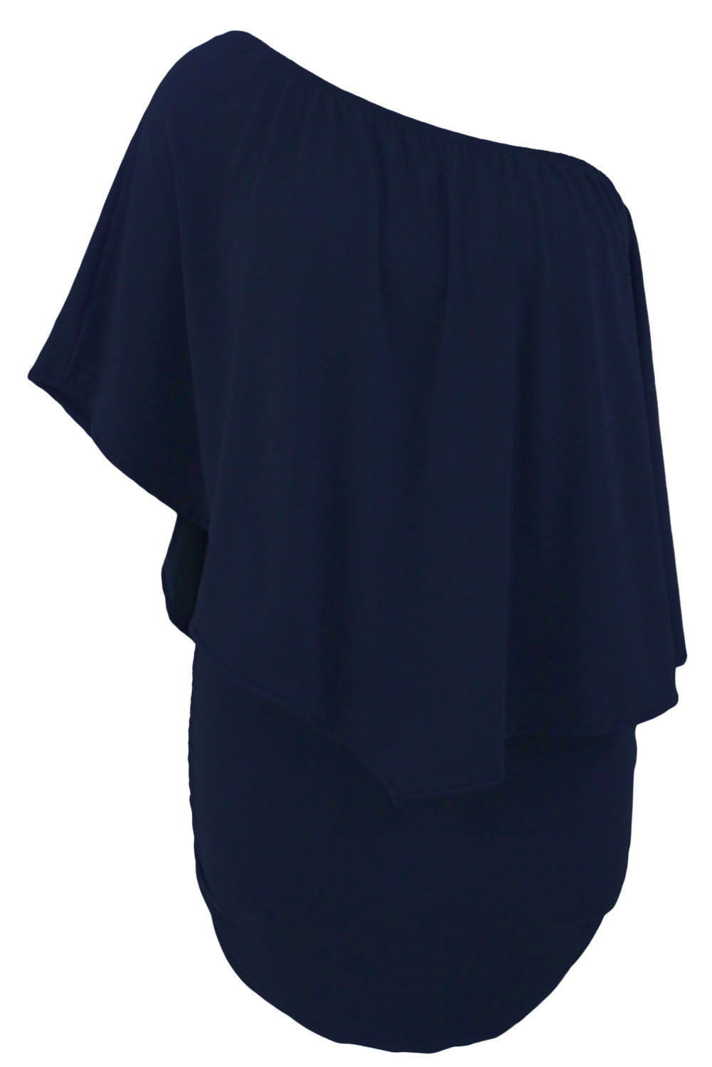 Robe mini poncho bleu foncé superposée à plusieurs pansements