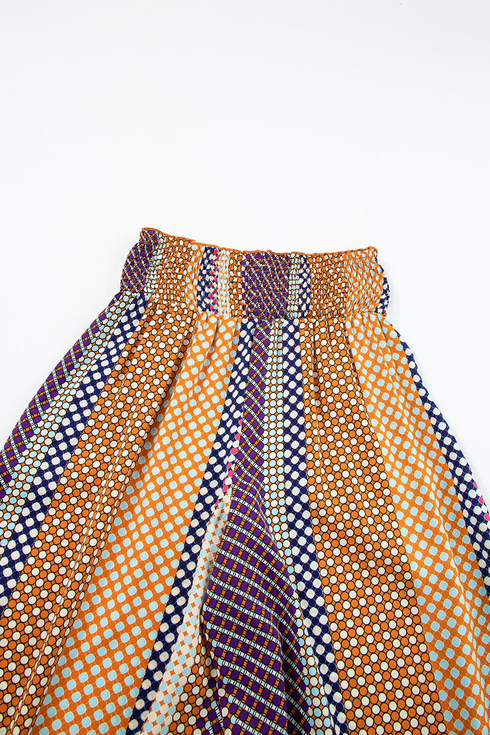 Pantaloni a vita alta con stampa geometrica multicolore a gamba larga