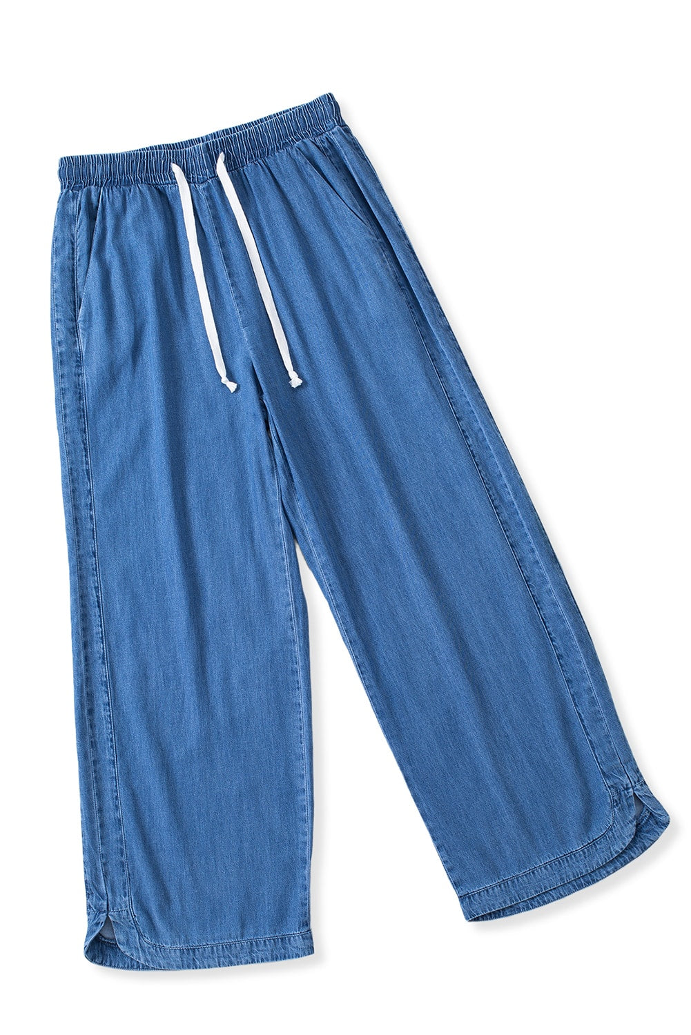 Pantaloni larghi con coulisse in vita a gamba larga azzurro cielo