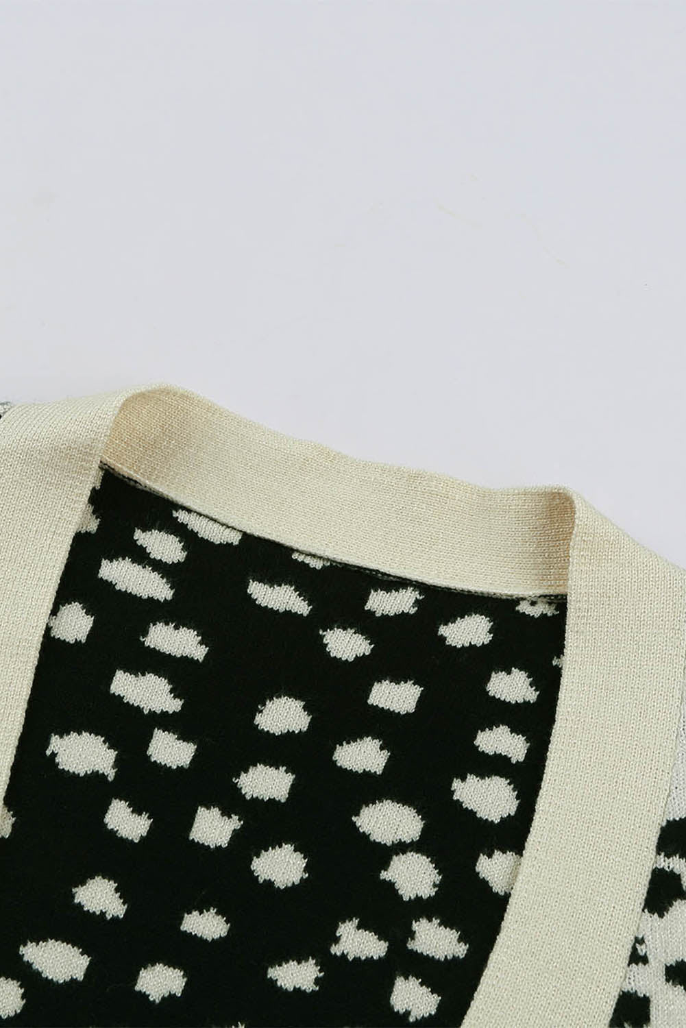Cardigan in maglia con stampa punteggiata sul davanti aperto albicocca