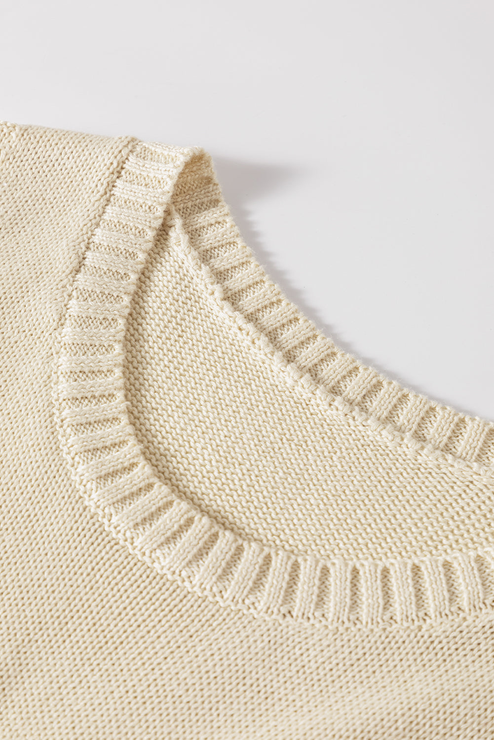 Bež Pointelle detalj Jednobojni pleteni džemper prsluk