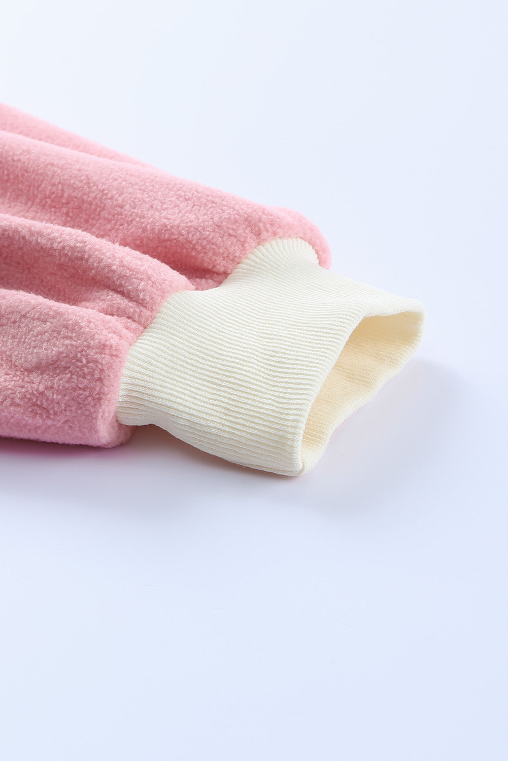 Felpa in pile pullover a maniche lunghe color block rosa