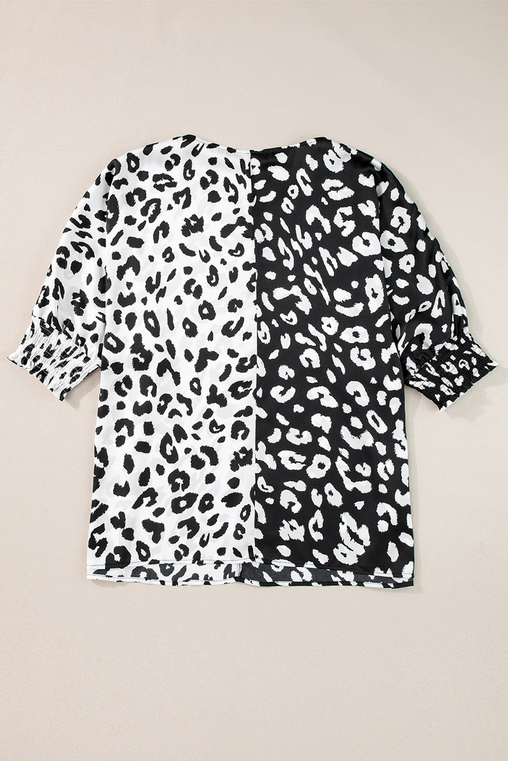Crna bluza do pola rukava s leopard kontrastom veće veličine