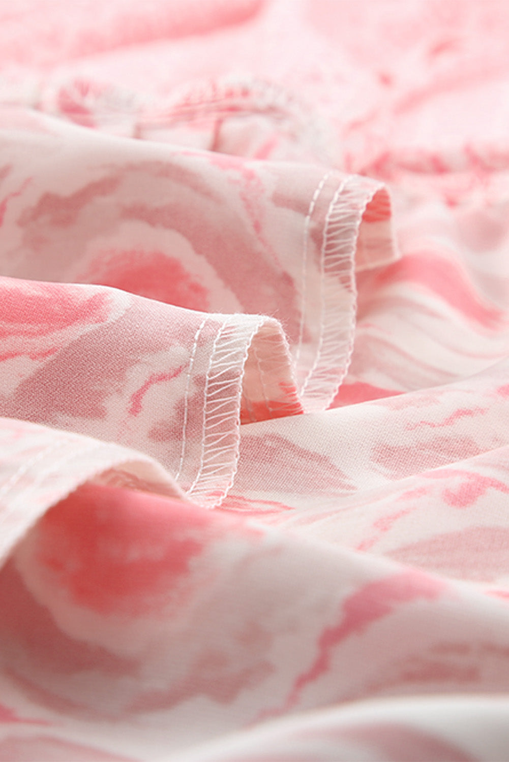 Ružičasta maksi haljina bez rukava s apstraktnim printom s podijeljenim izrezom