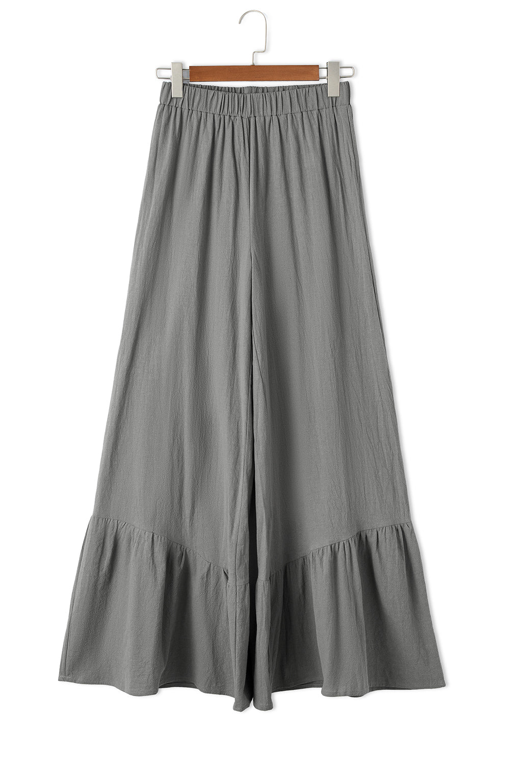 Dark Grey High Waist Ruffled Wide-Leg Pants