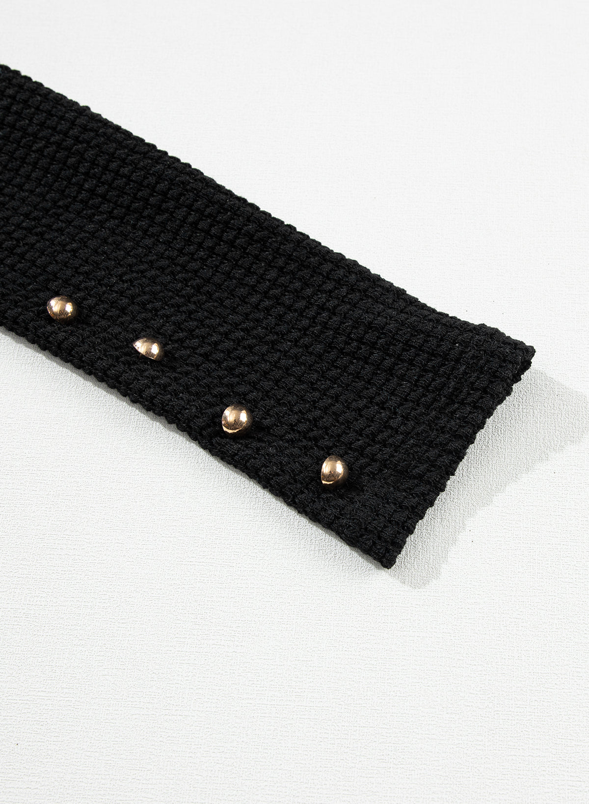 Schwarzes, einfarbiges, strukturiertes Top mit geknöpften Gigot-Ärmeln