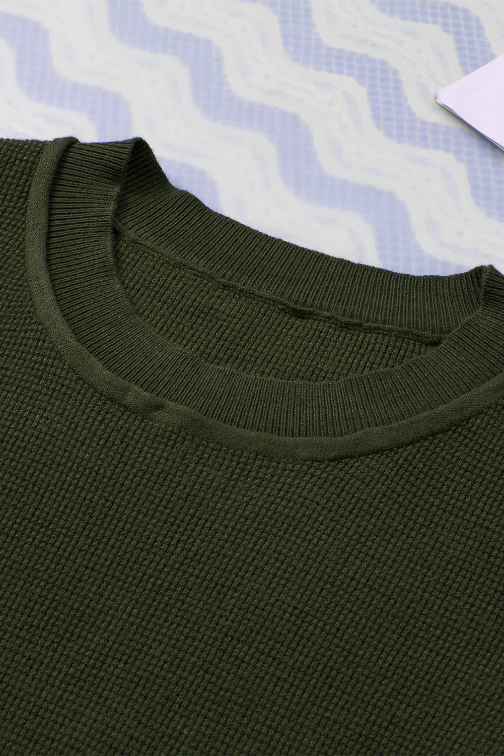 Gray Striped Sleeve Plain Knit Sweater
