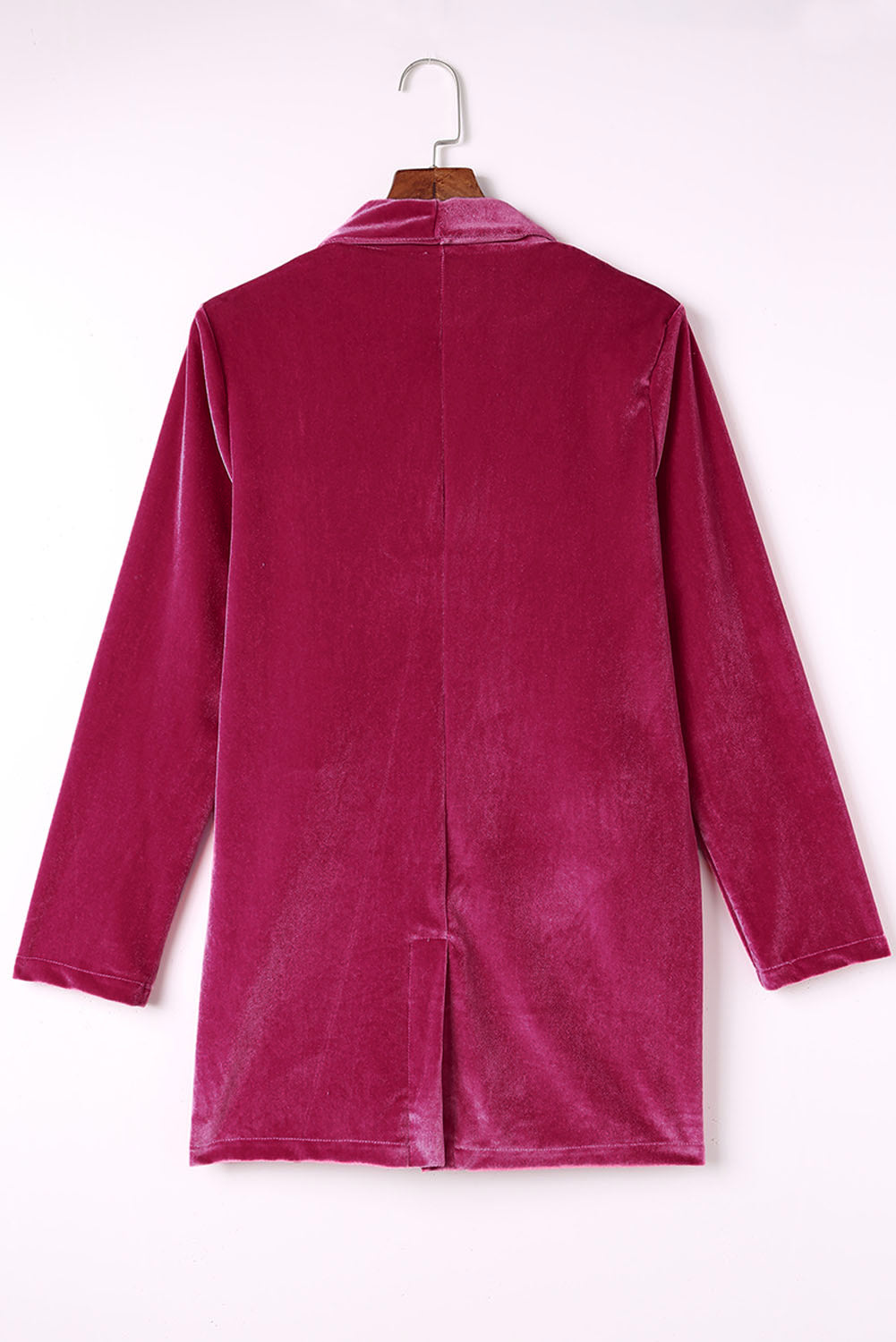 Red Casual Pocketed Velvet Blazer