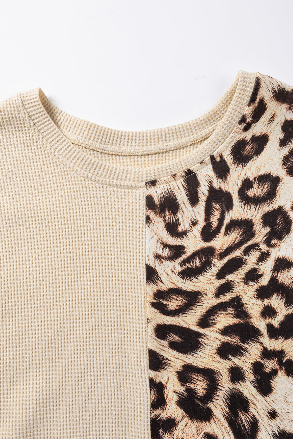 Haut en tricot gaufré color block léopard Bonbon