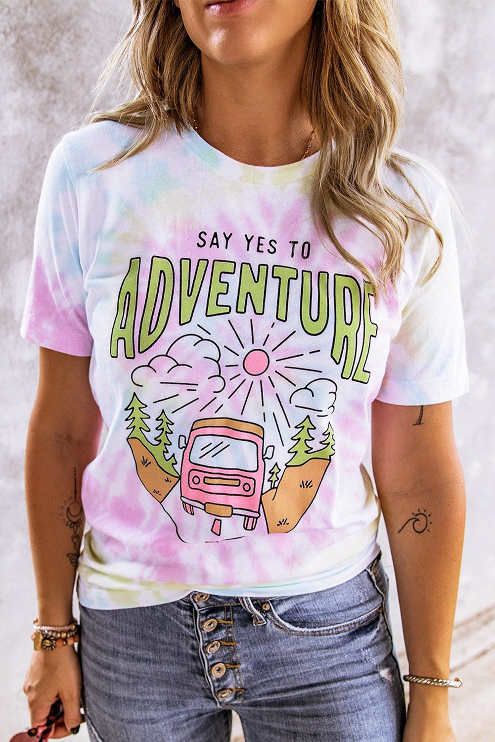 Dì sì all'avventura T-shirt con stampa tie-dye