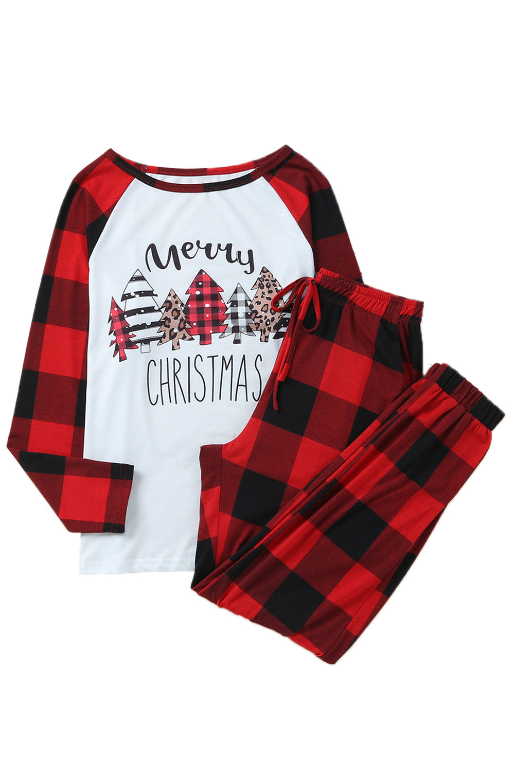 Set loungewear grafico di buon Natale scozzese rosso fuoco