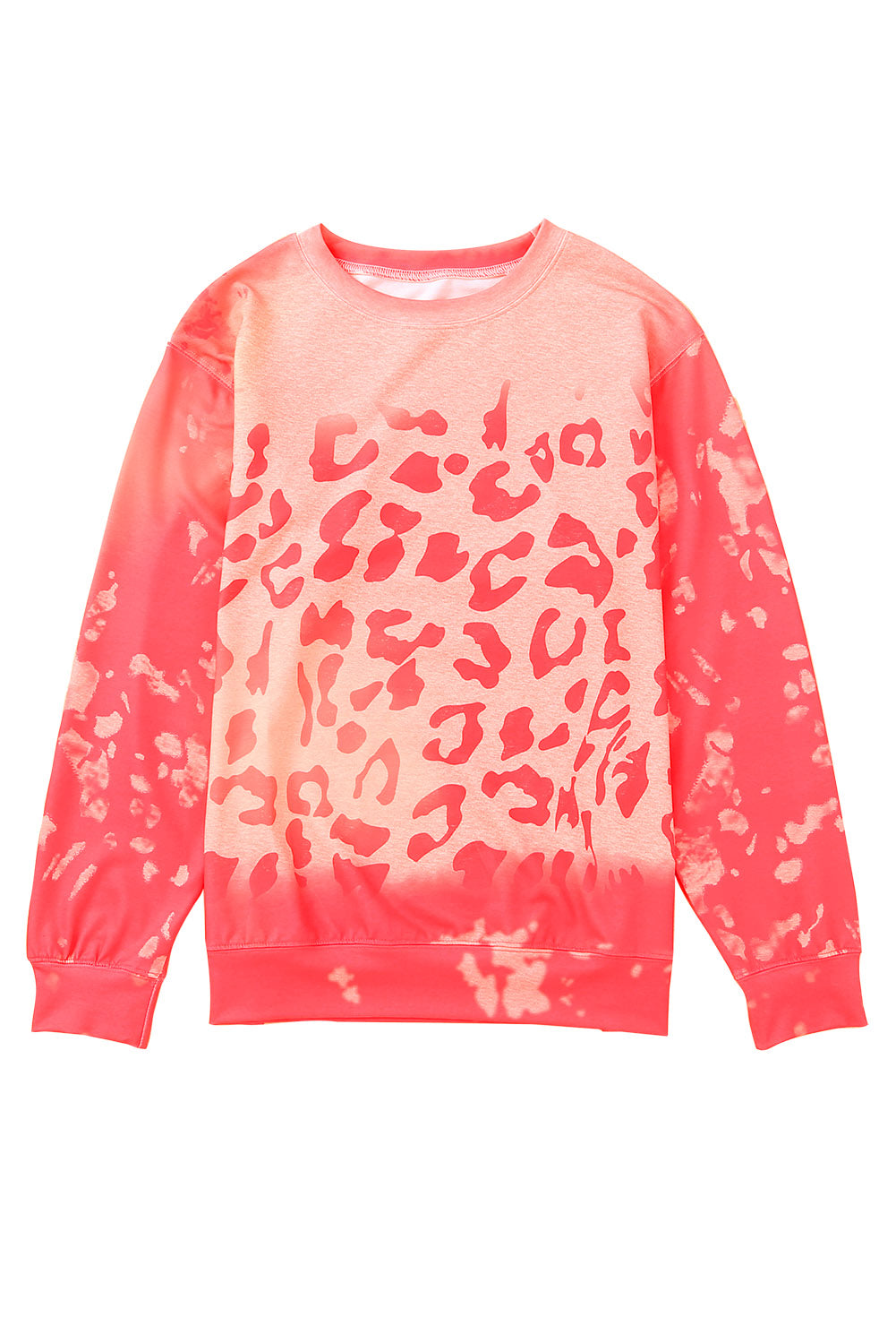 Rosafarbenes Sweatshirt mit gebleichtem Geparden-Print