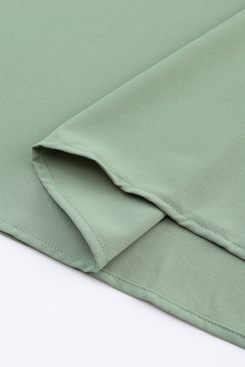 Green Roll-tab Sleeve Flowy Casual Dress