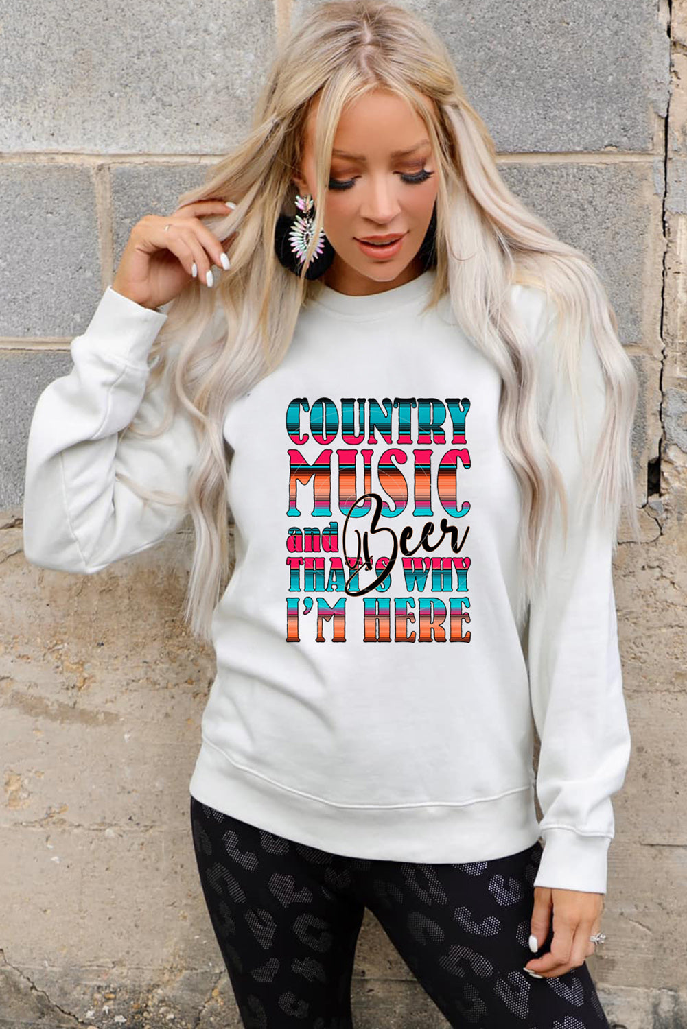 Letter Print Crew Neck Pullover Sweatshirt