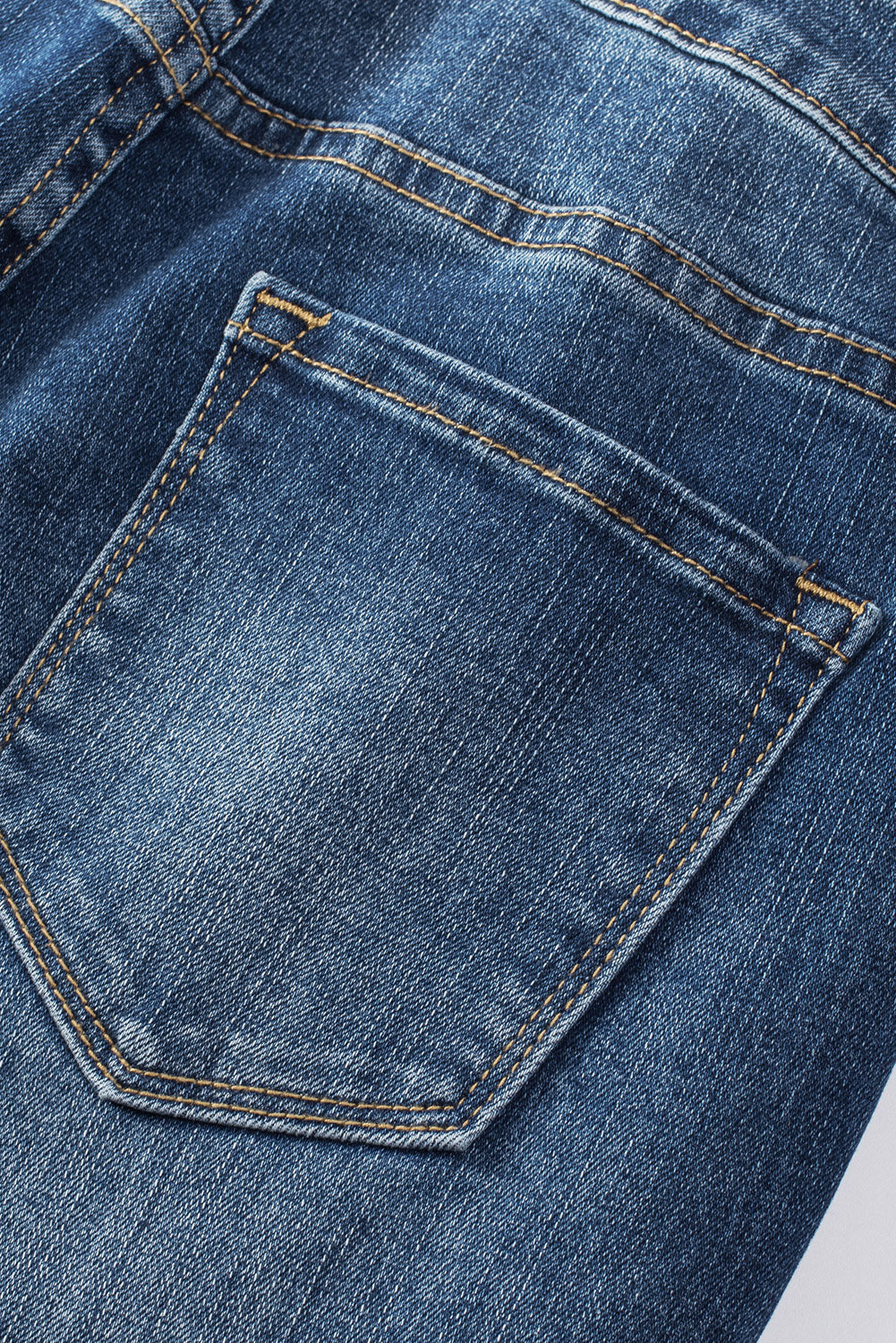 Jean skinny taille haute bleu effet vieilli avec braguette boutonnée