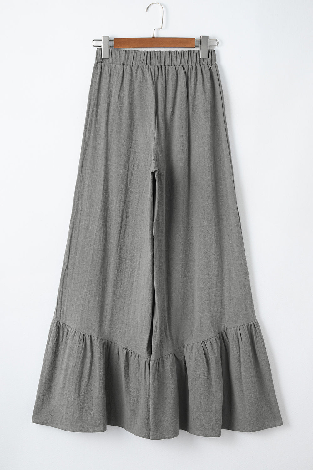 Dark Grey High Waist Ruffled Wide-Leg Pants