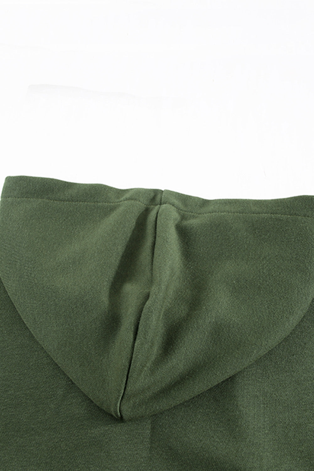 Zelen enobarven pulover s kapuco na vezalke za prosti čas