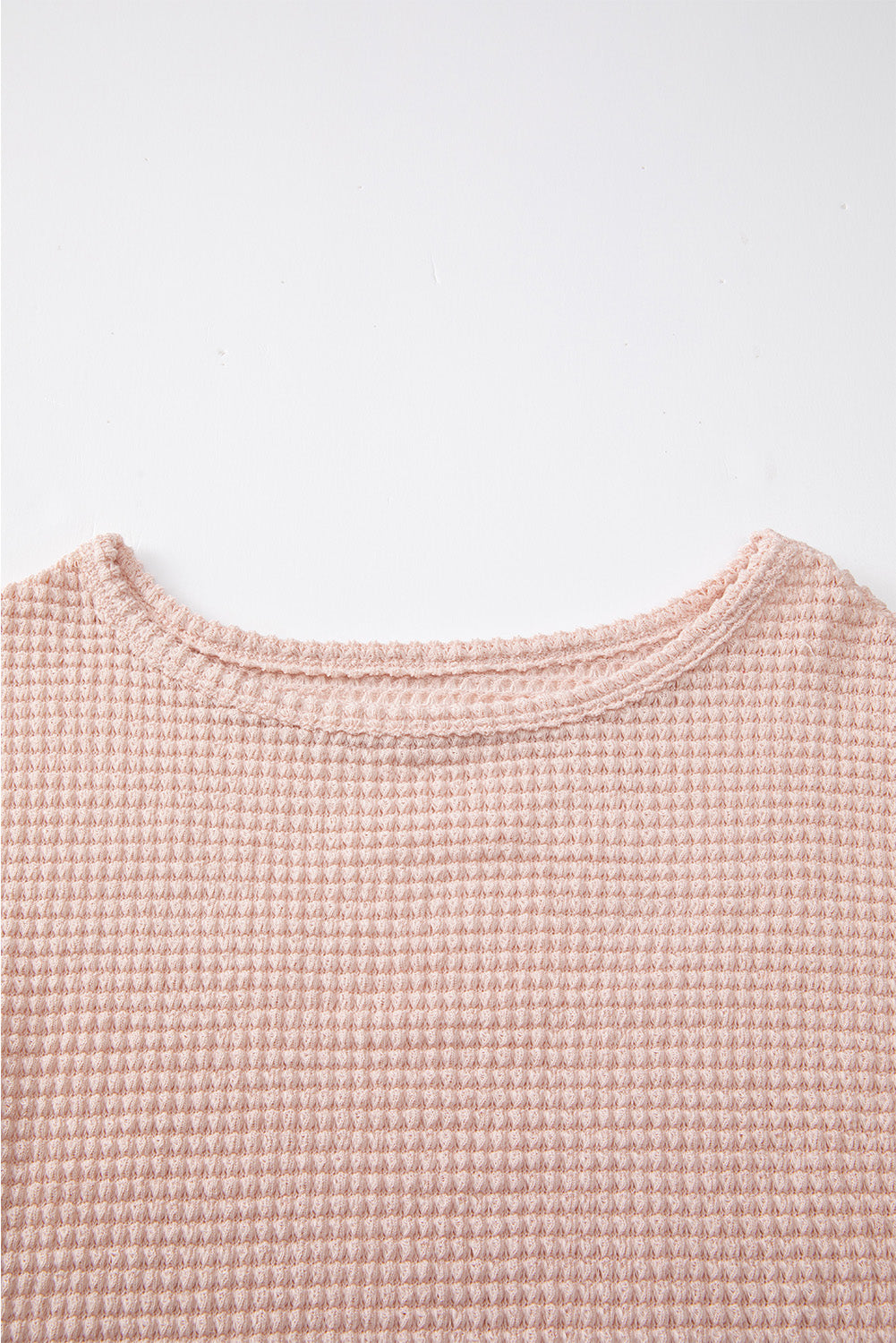 Light Grey Waffle Knit Drop Shoulder Long Sleeve Top