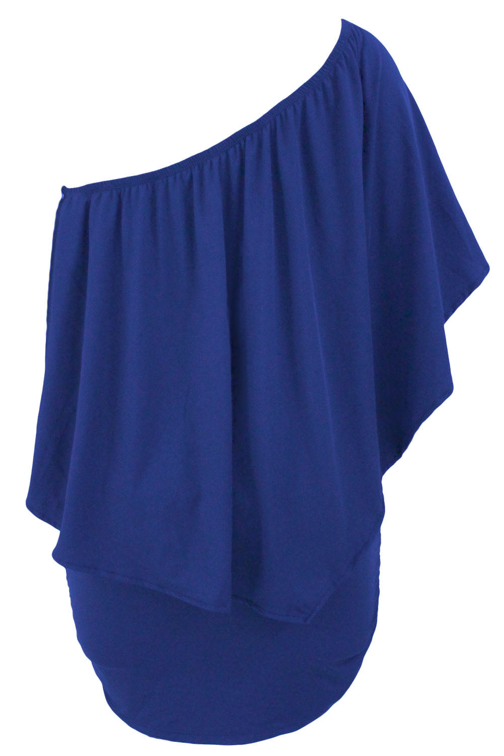 Modra mini pončo obleka z več plastemi