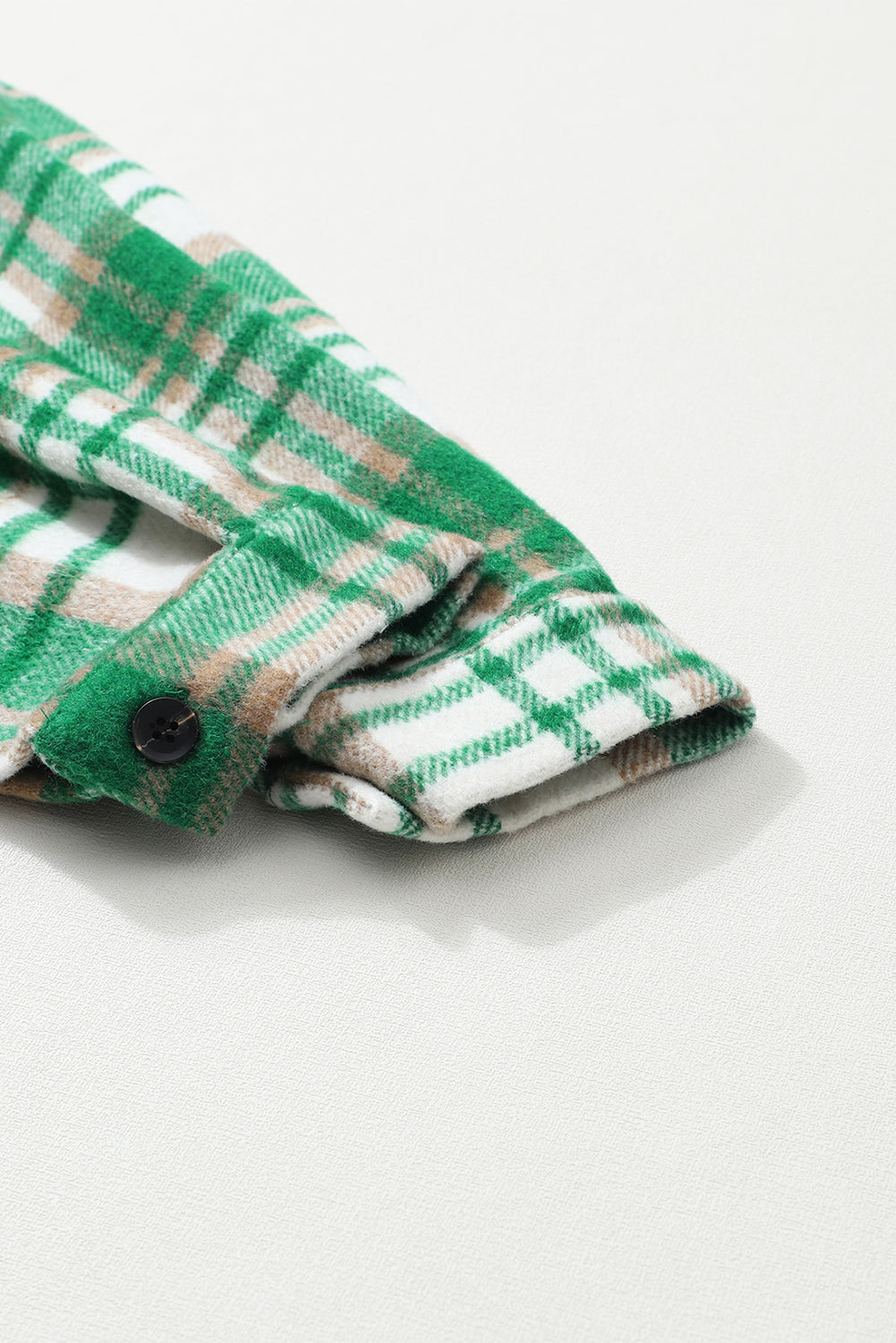 Green Plaid Flap Pocket Long Sleeve Shacket
