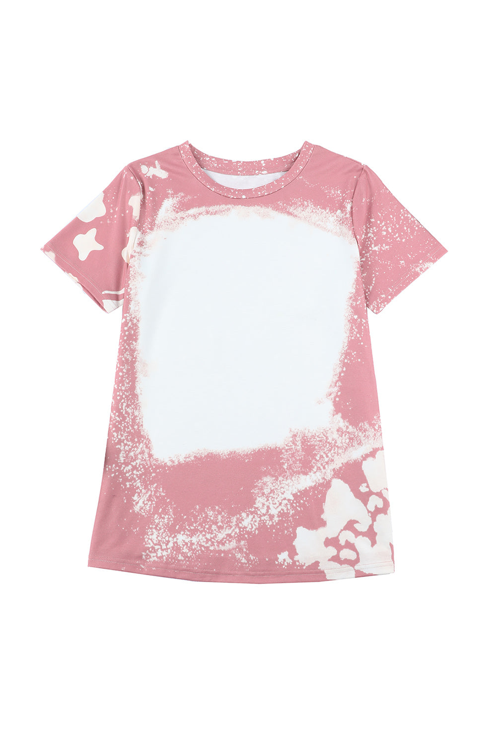 Rosafarbenes, gebleichtes Kurzarm-T-Shirt mit Batikfärbung