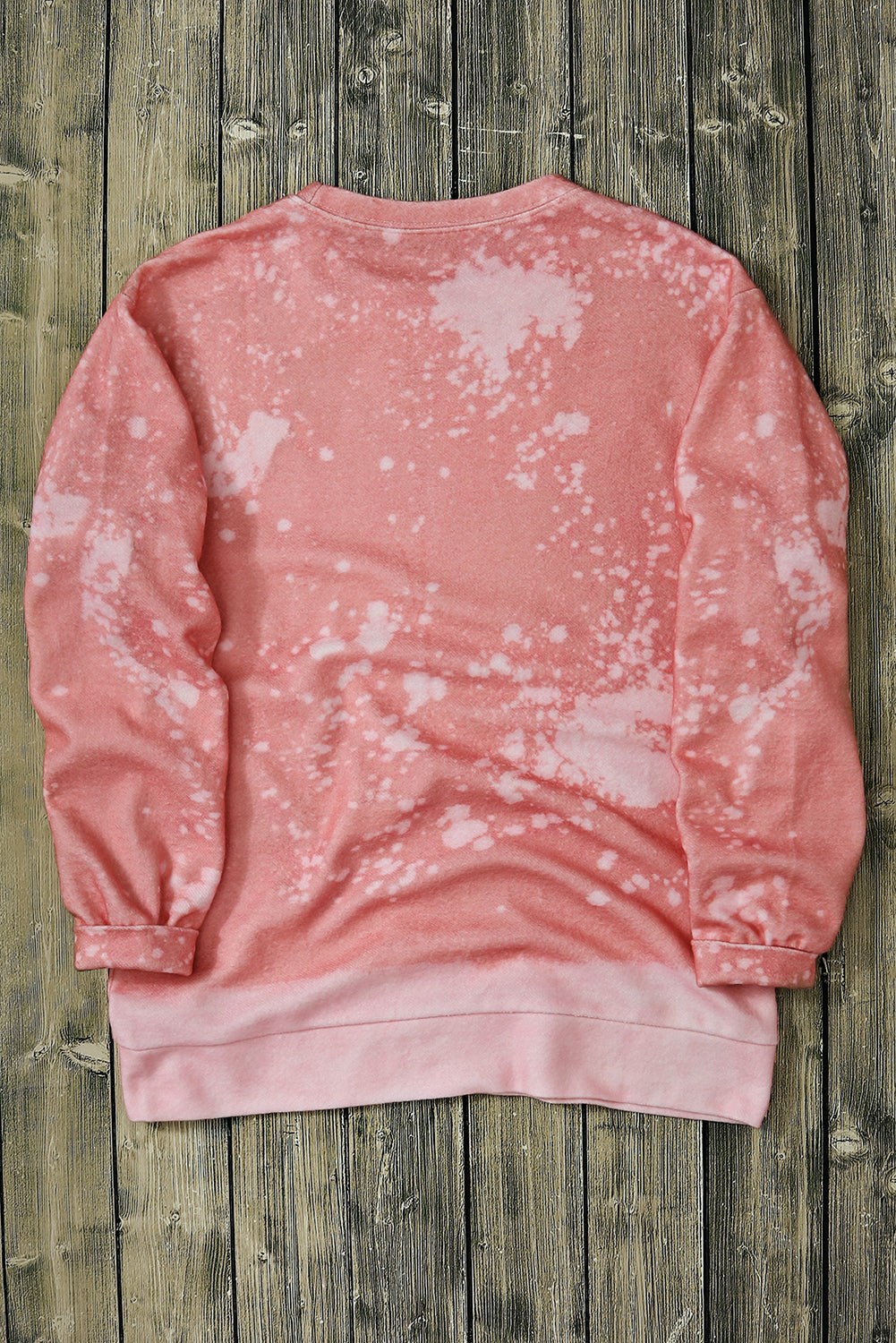 Sweat-shirt rose blanchi à col rond