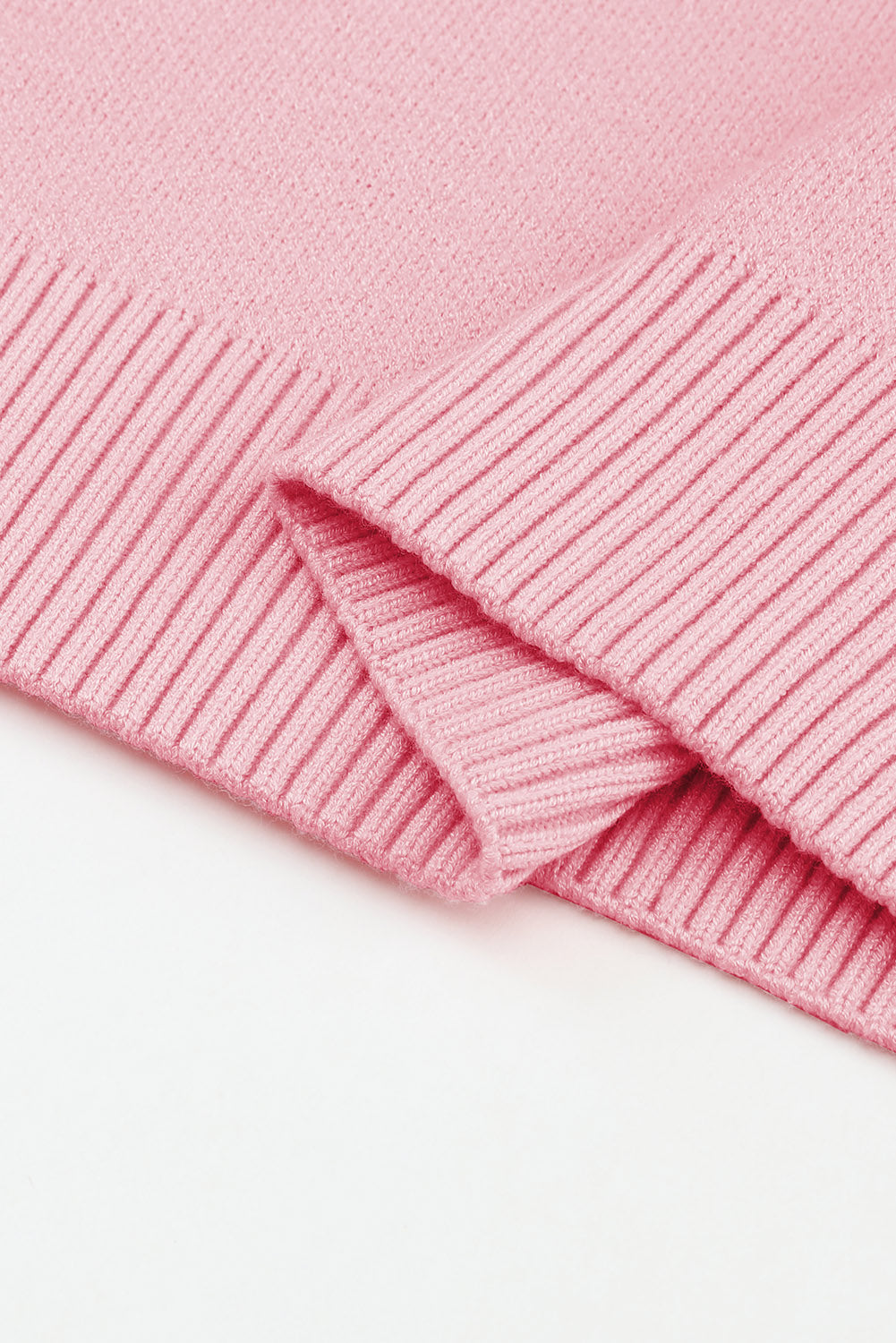 Pale Khaki Pink Floral Pattern Drop Shoulder Sweater