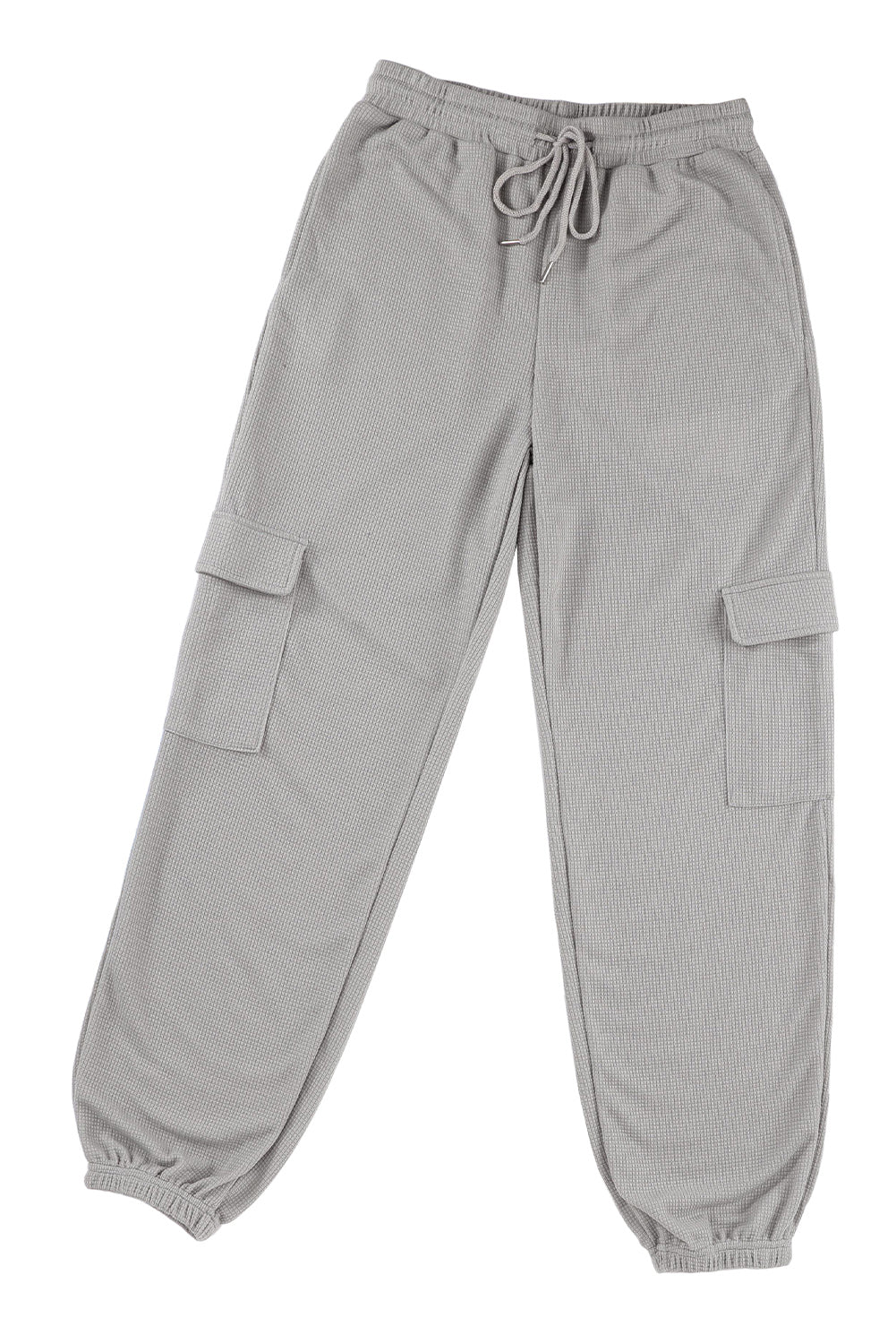 Pantaloni jogger con tasca cargo con texture waffle grigia