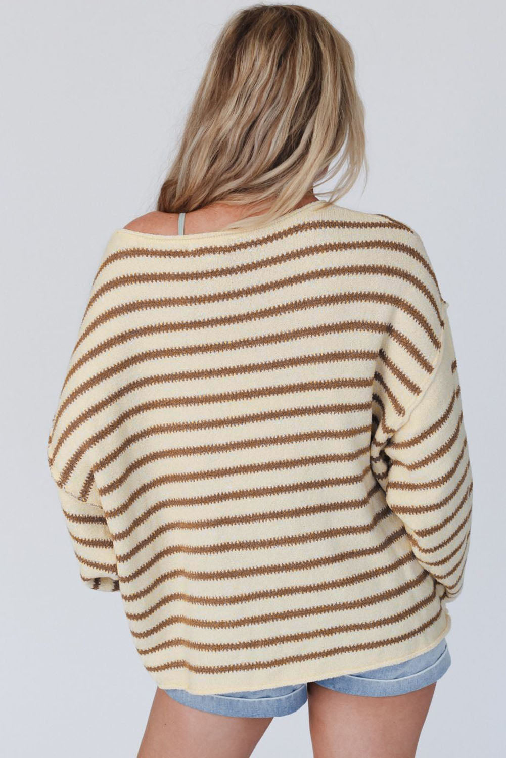 Black Striped Drop Shoulder Oversized Sweater