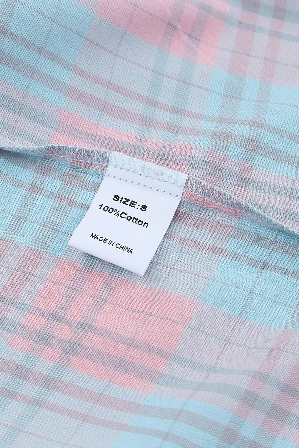 Chemise à manches longues à motif écossais et encolure à col rose