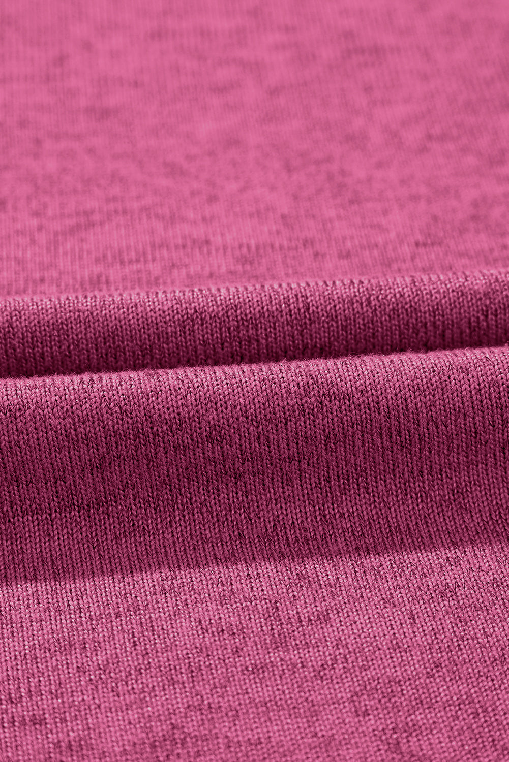 T-shirt à col rond et manches côtelées rose vif