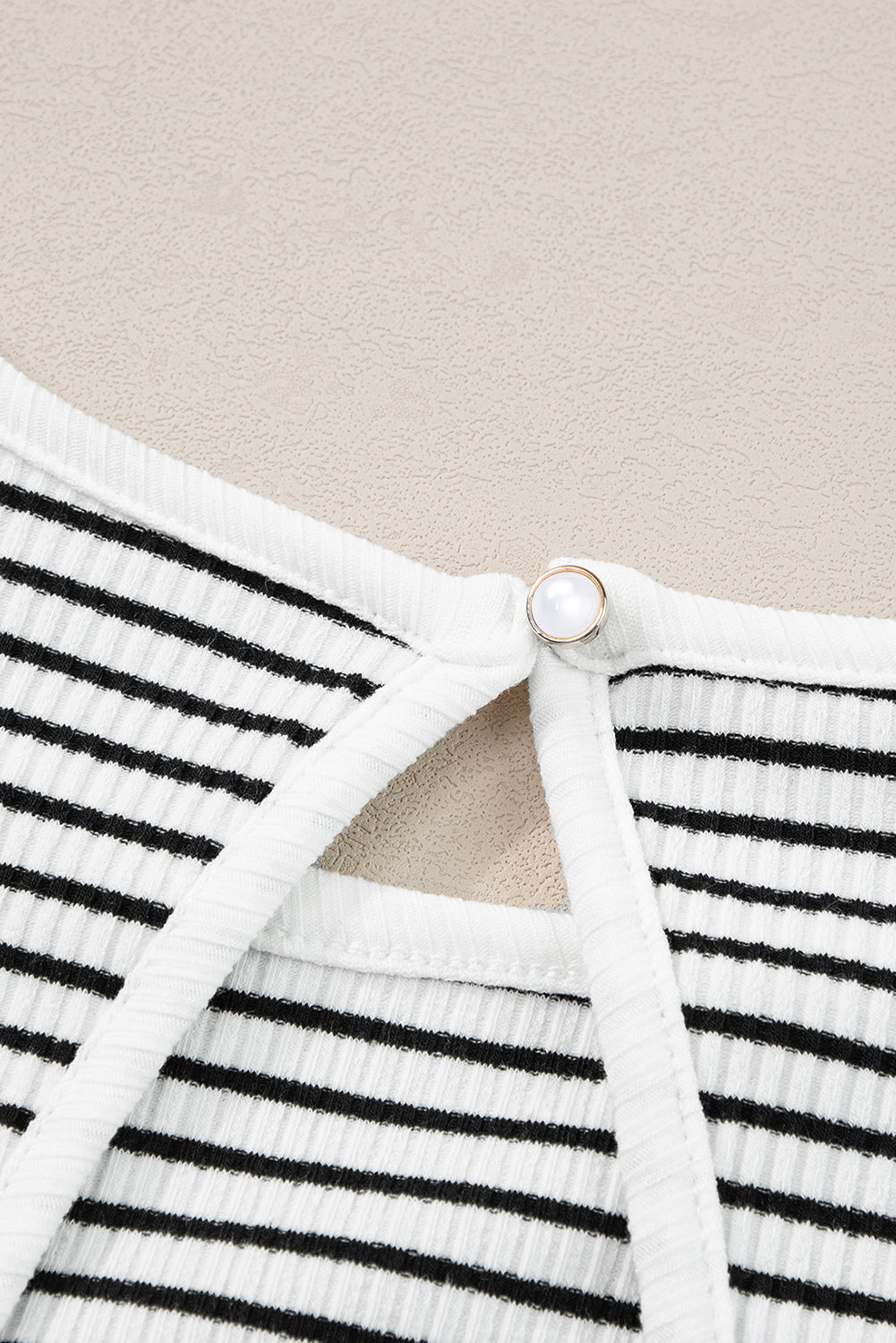 Black Striped Print Ribbed Knit Sleeveless Top
