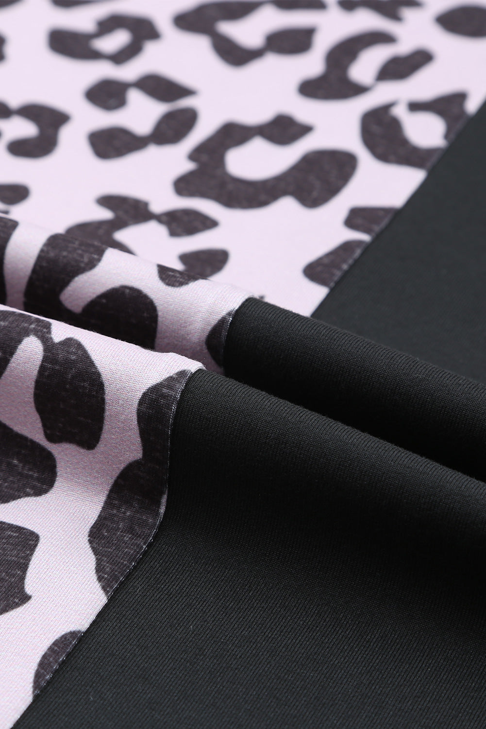 Black Half Leopard Patchwork Short Sleeves Top