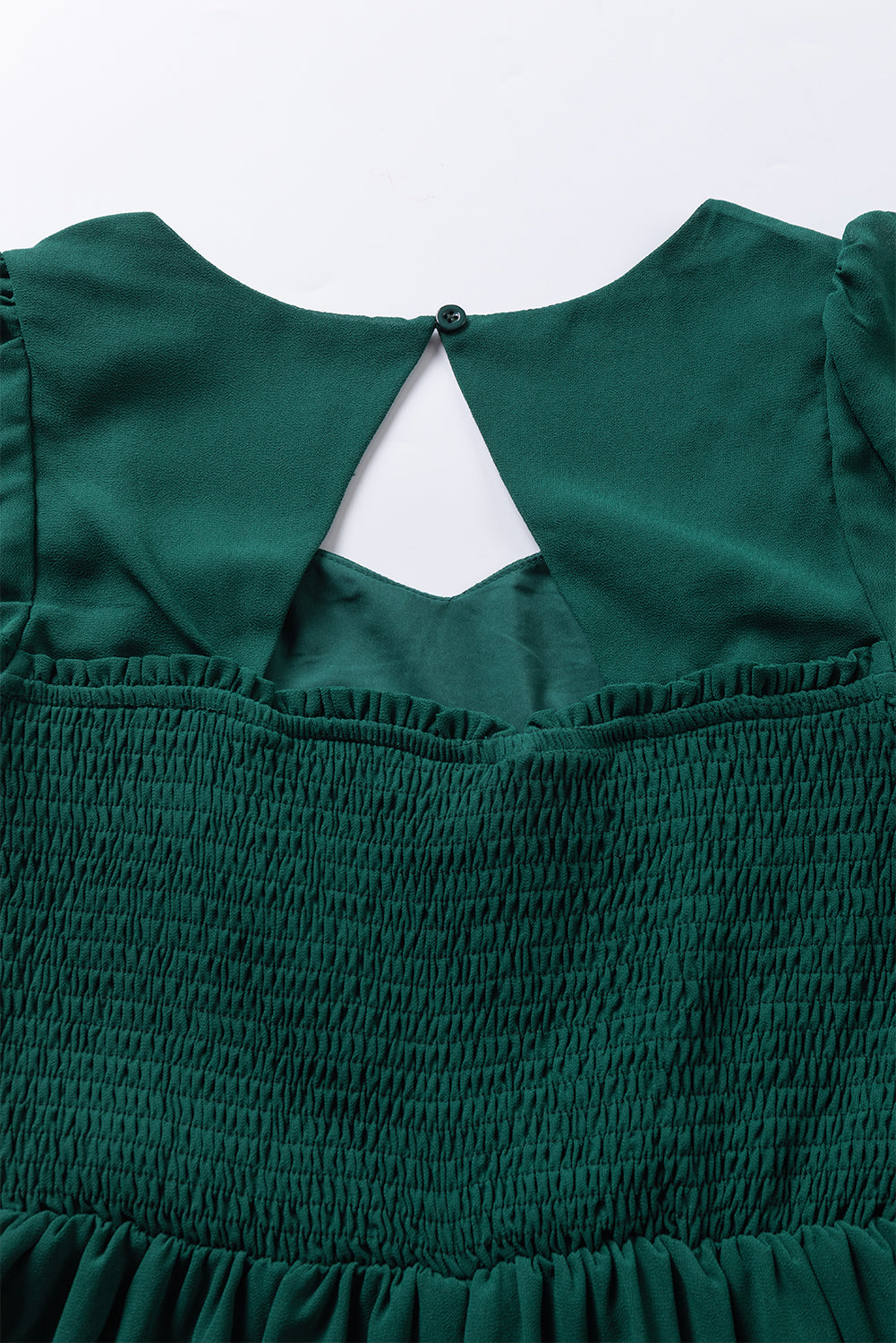 Morsko zelena midi obleka z odprtim hrbtom in srčkanim izrezom