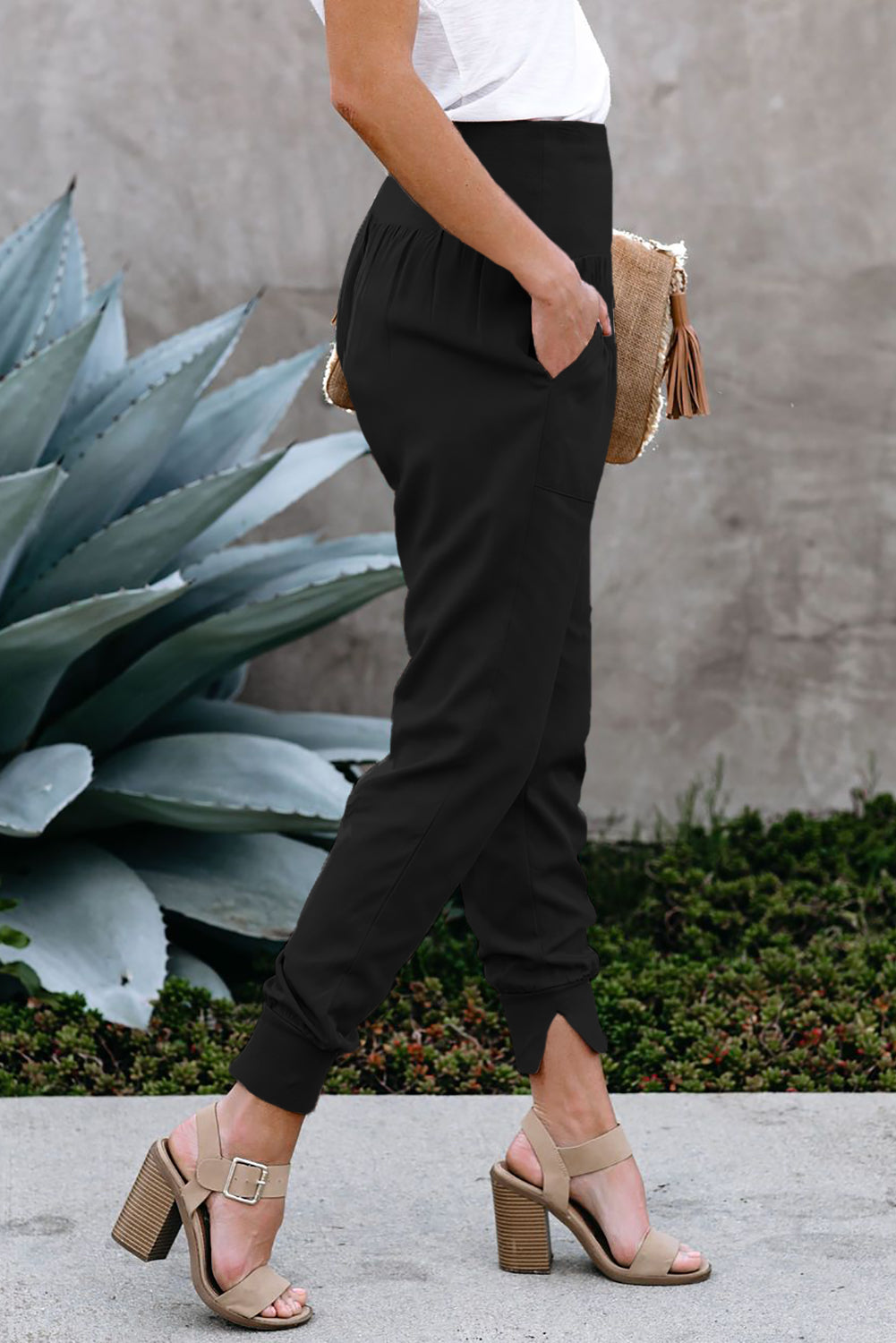 Pantalon de jogging en coton noir avec poches