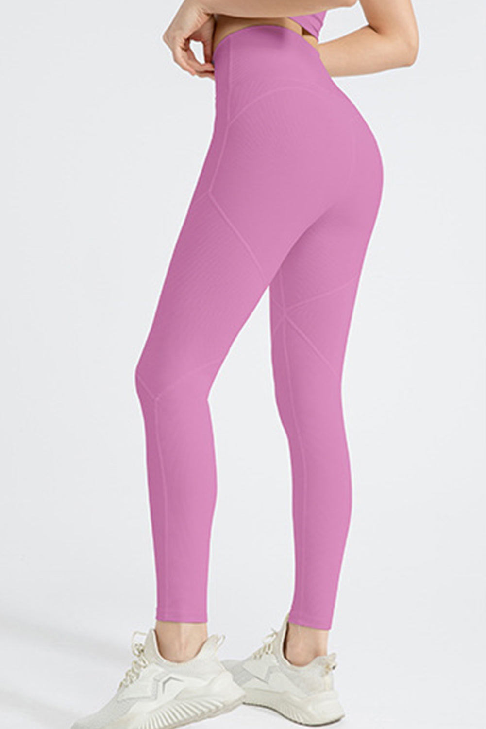 Phalaenopsis Gym-Leggings mit freiliegender Naht und strukturierter Cross-Taille