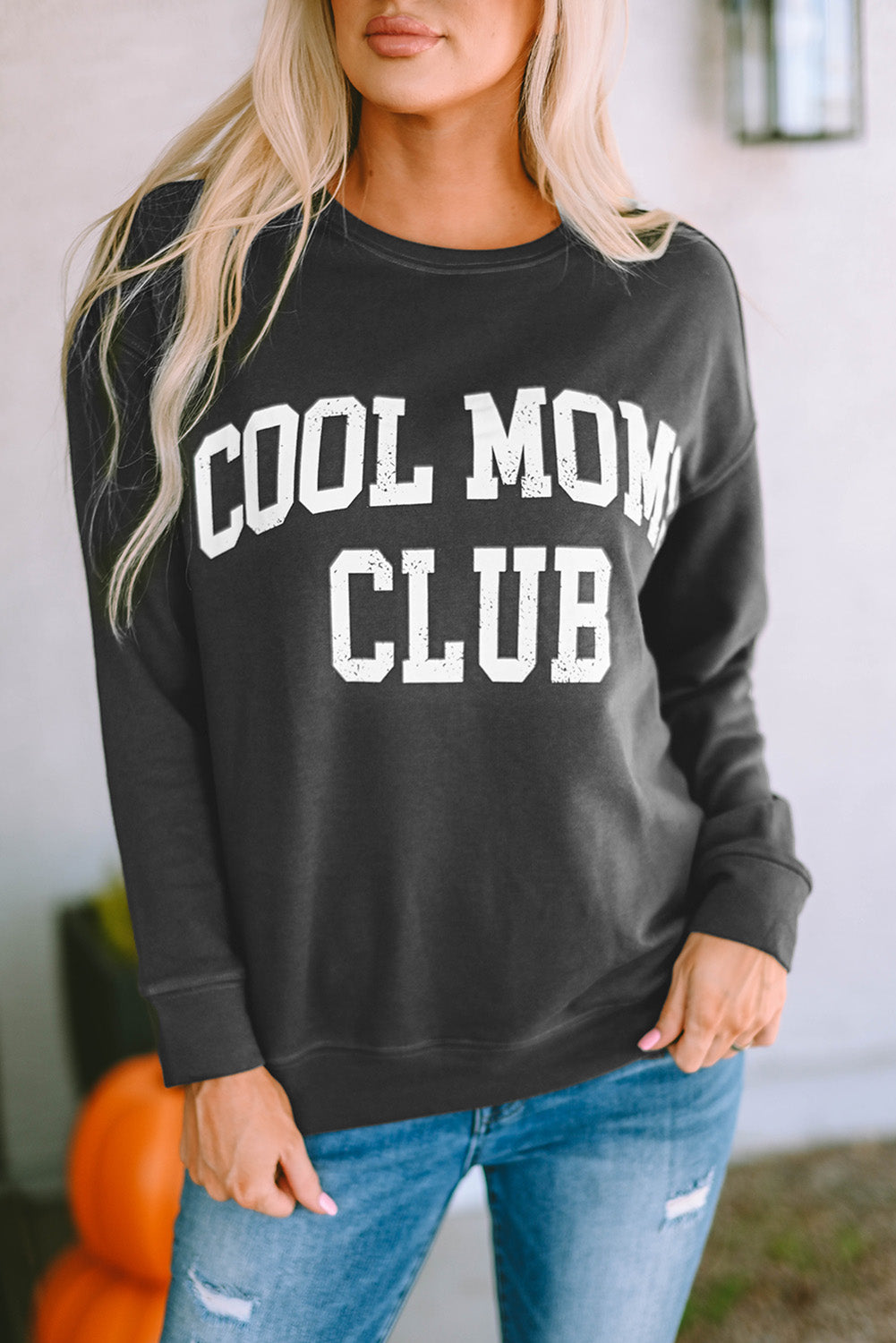 Siva majica s spuščenimi rameni COOL MOMS CLUB