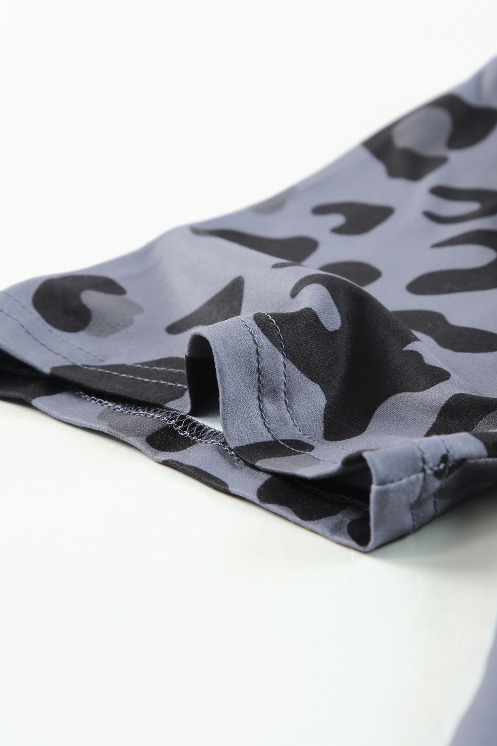 Gray Tie Dye Leopard Patchwork Short Sleeve Top
