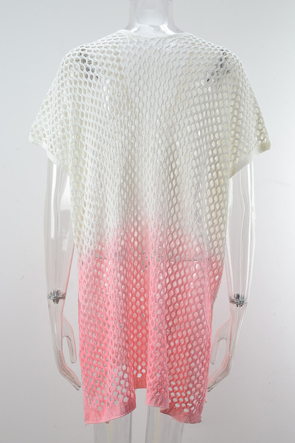 Pink Ombre Fishnet Hollow-out Beach Cover up
