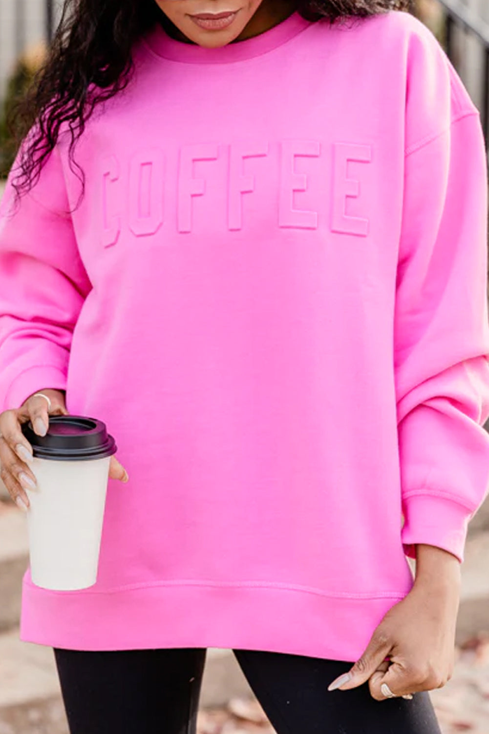 Bonbon COFFEE Lässiges Sweatshirt mit Buchstabenprägung