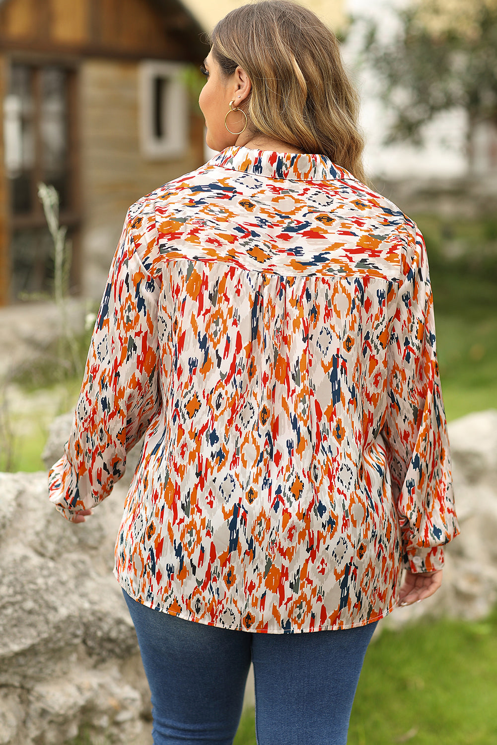 Večbarvna srajca z abstraktnim tiskom Western Fashion