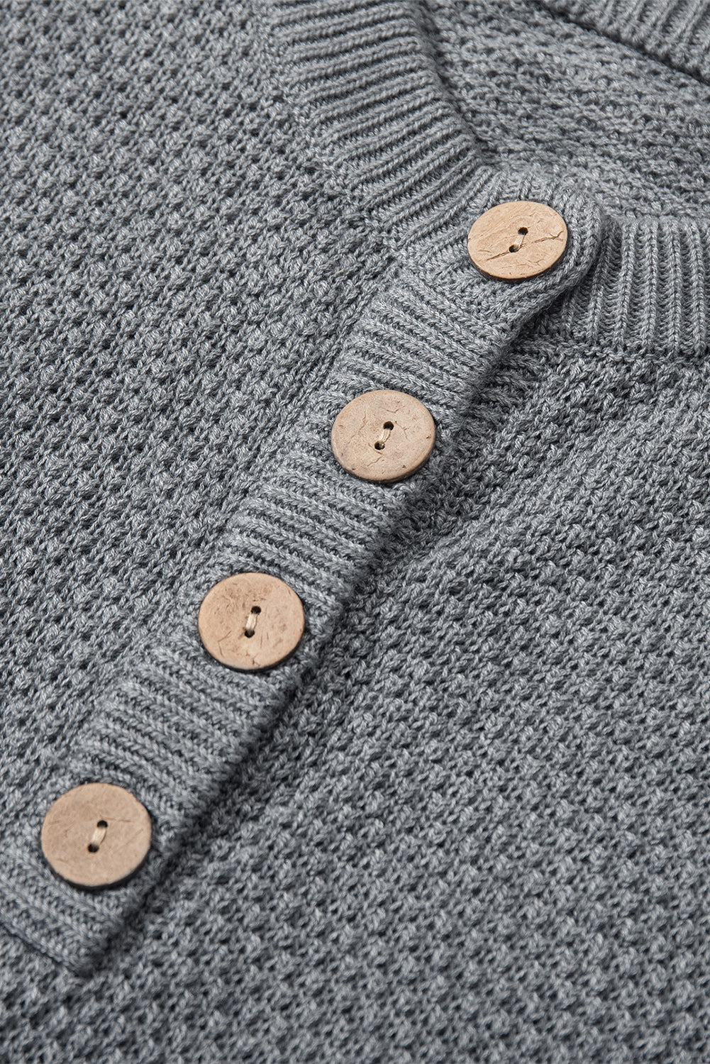 Sivi Henley pulover Pulover na spuštena ramena s prorezima