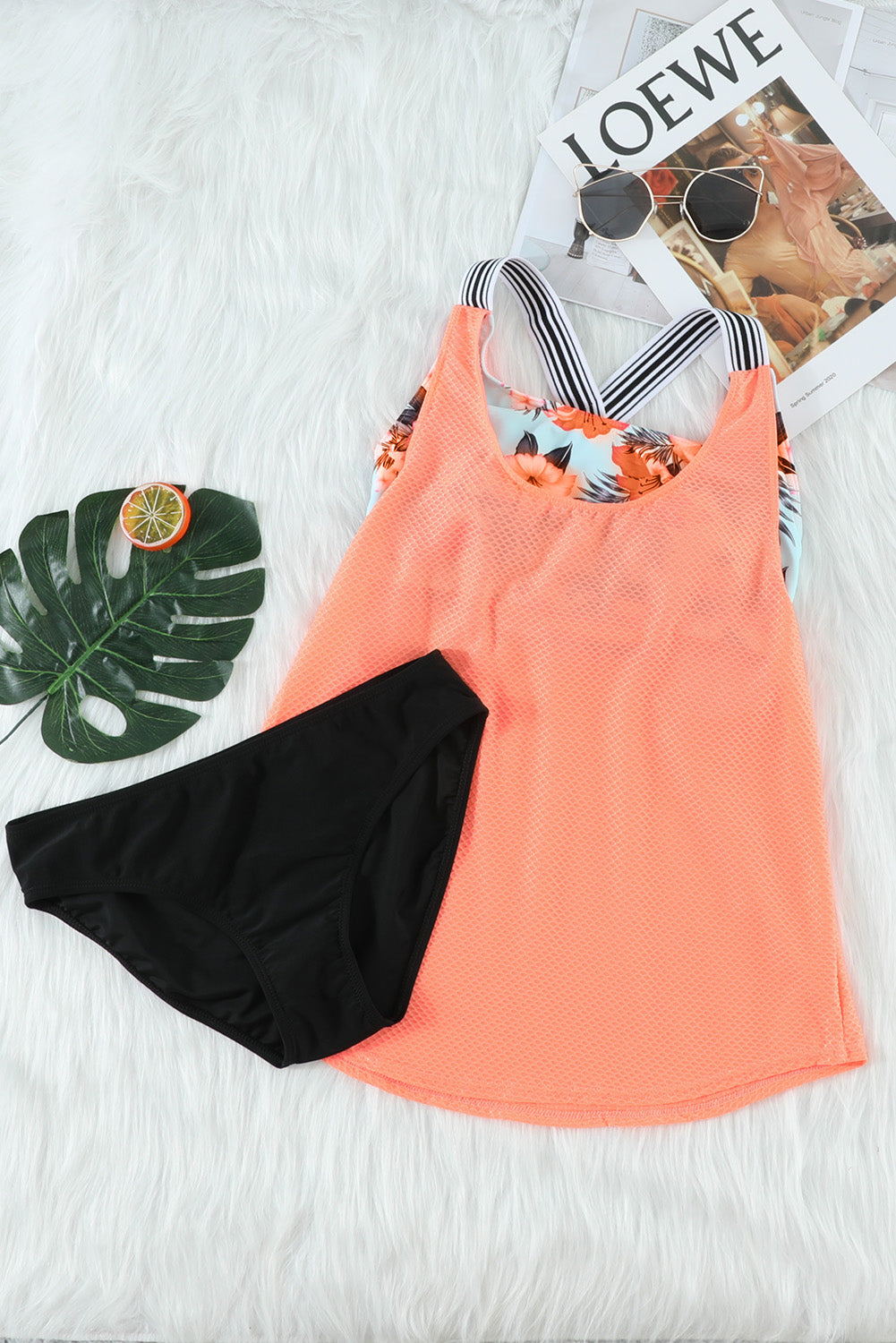 Tankini dos nageur imprimé orange